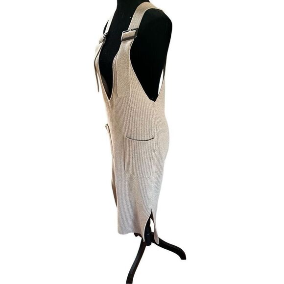 MOUSSY RIB KNIT JUMPER Sweater Overalls Dress Tan Women’s S/M/L Free Size - Picture 12 of 16